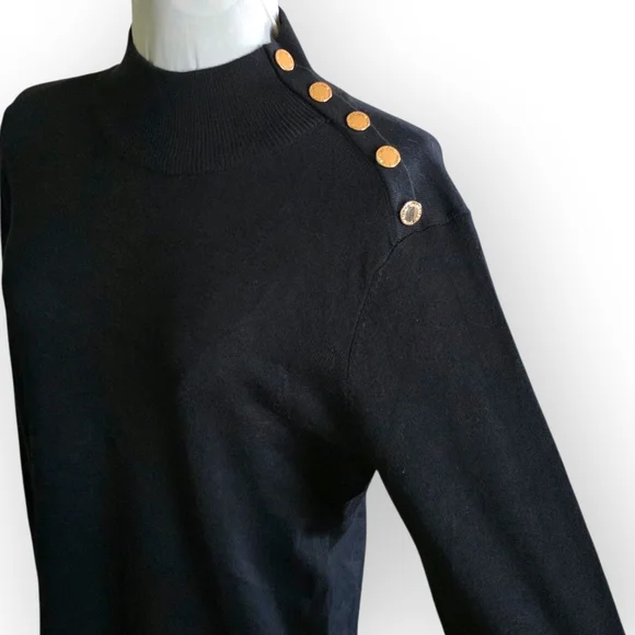 Calvin Klein Mock Neck Sweater, Black, Size Medium - Picture 3 of 9